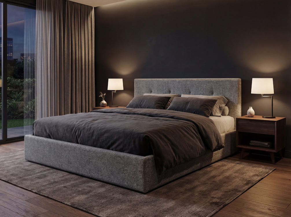 Designer Polsterbett Alva in Samt mit Stauraum