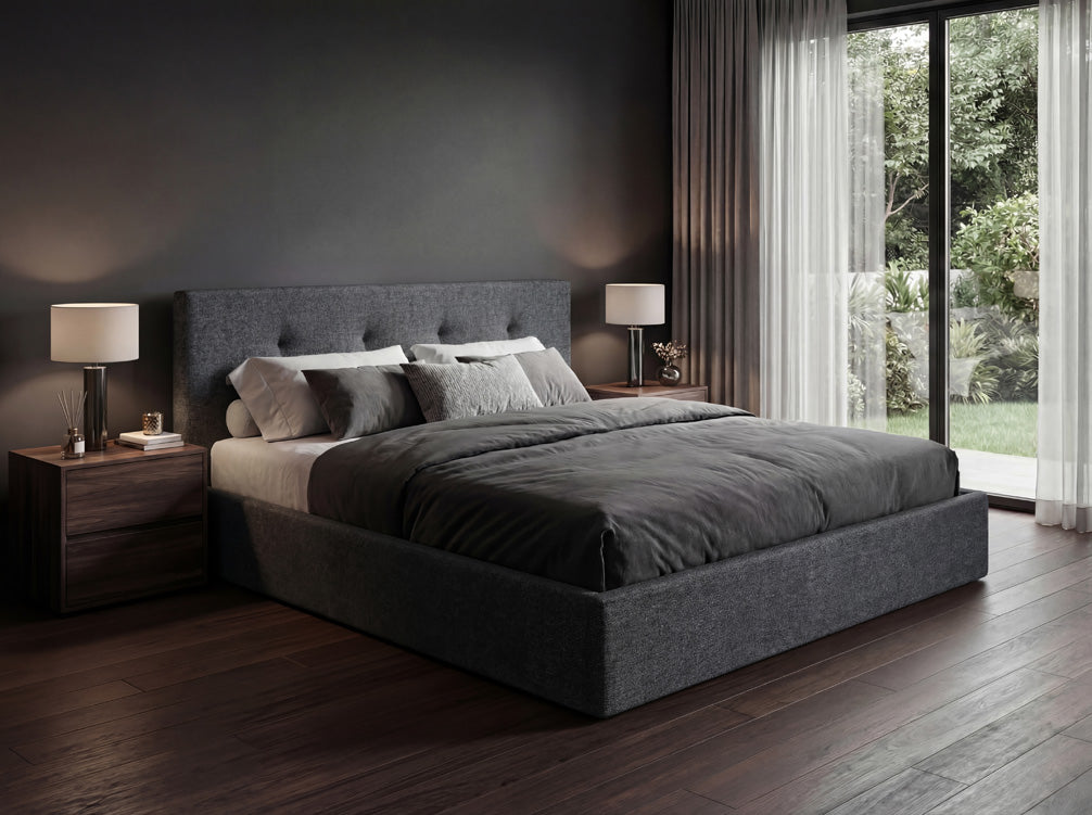 Designer Polsterbett Alva in Samt mit Stauraum