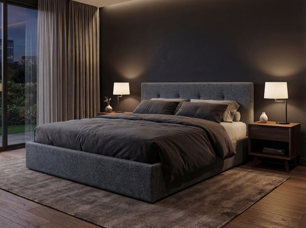 Designer Polsterbett Alva in Samt mit Stauraum