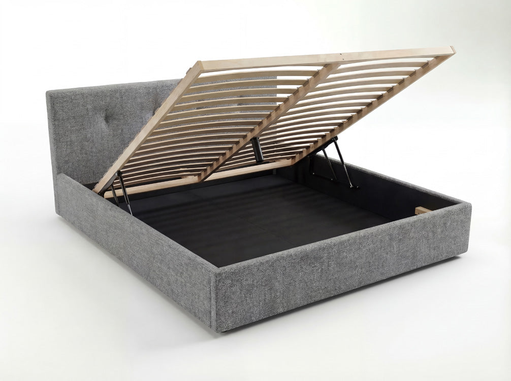 Designer Polsterbett Alva in Samt mit Stauraum