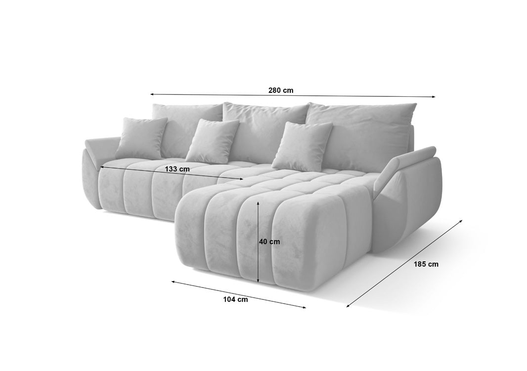 Designer sofa Lenoa with sleeping and folding function in velvet