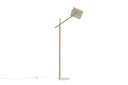Stehlampe Laura – flexibel schwenkbar mit Leinenschirm