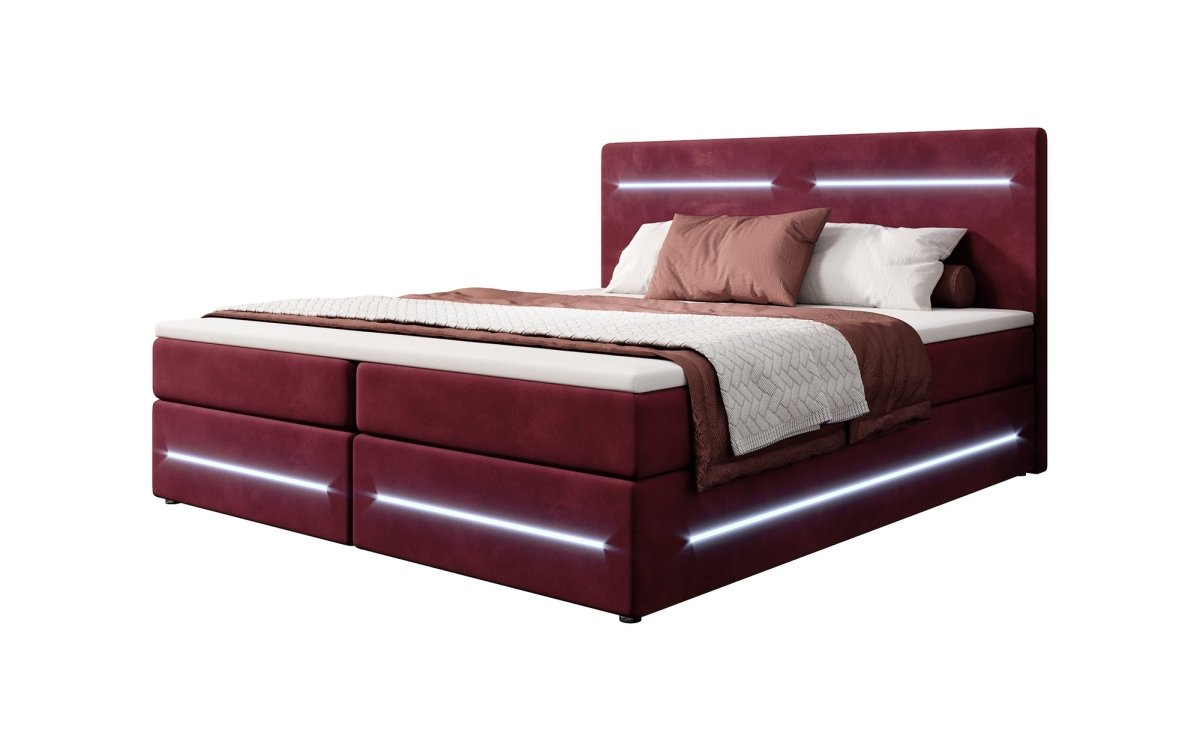 Boxspringbett Lara mit Stauraum und LED (Samt) - Luxusbetten24