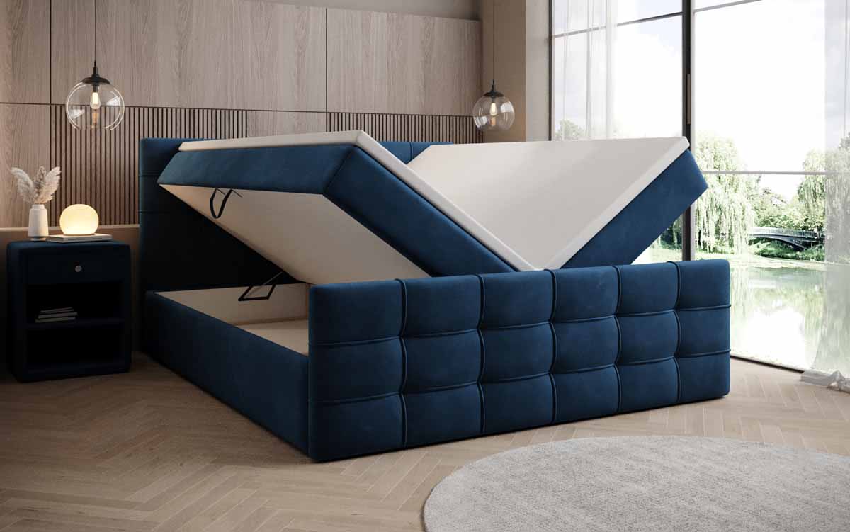 Boxspringbett Luxor Samt mit Stauraum - Luxusbetten24