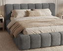 Designer Polsterbett Como in Cord mit Stauraum – Grau