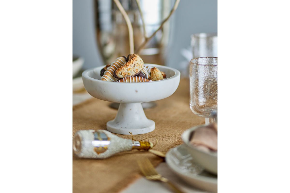 Bowl Erin - White Marble with Elegant Stand