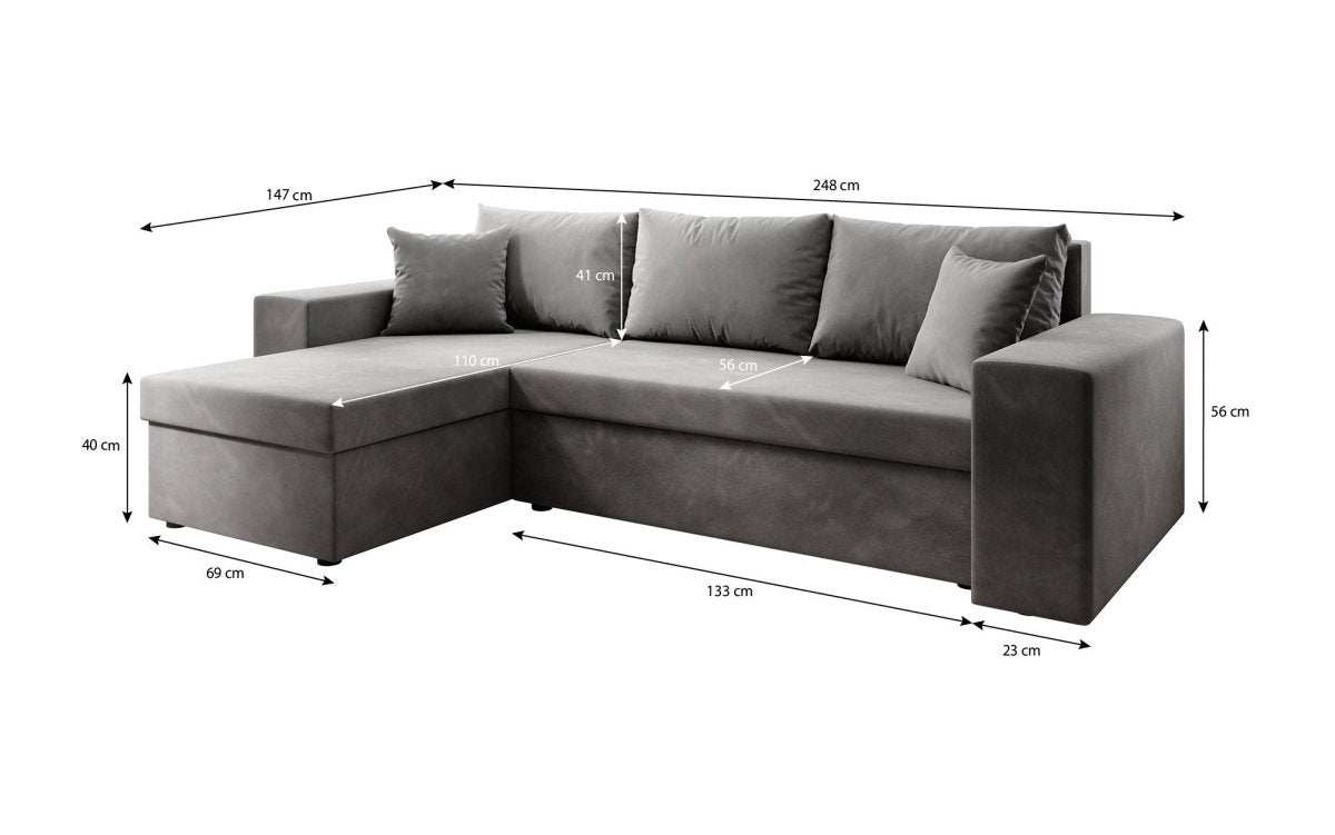 Designer Sofa Denver Cord mit Schlaf- und Klappfunktion