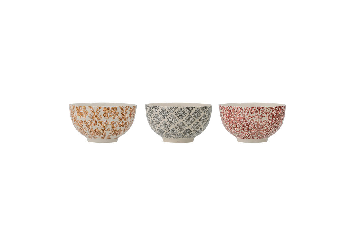 Maru Bowl Set – Stoneware with Decorative Motifs (Set of 3)