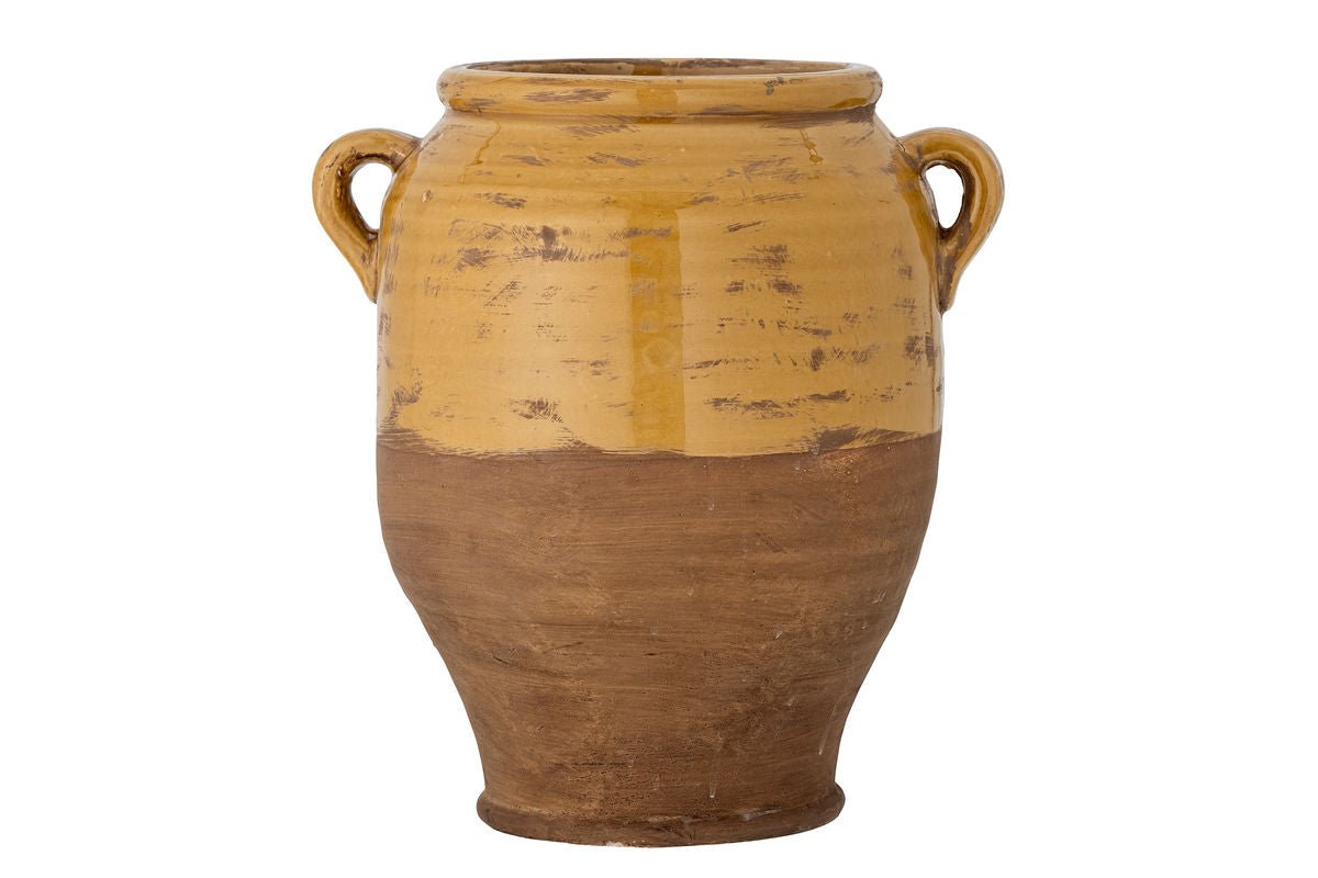 Decorative Flower Pot Solaro – Drip Glaze in Warm Yellow Tone