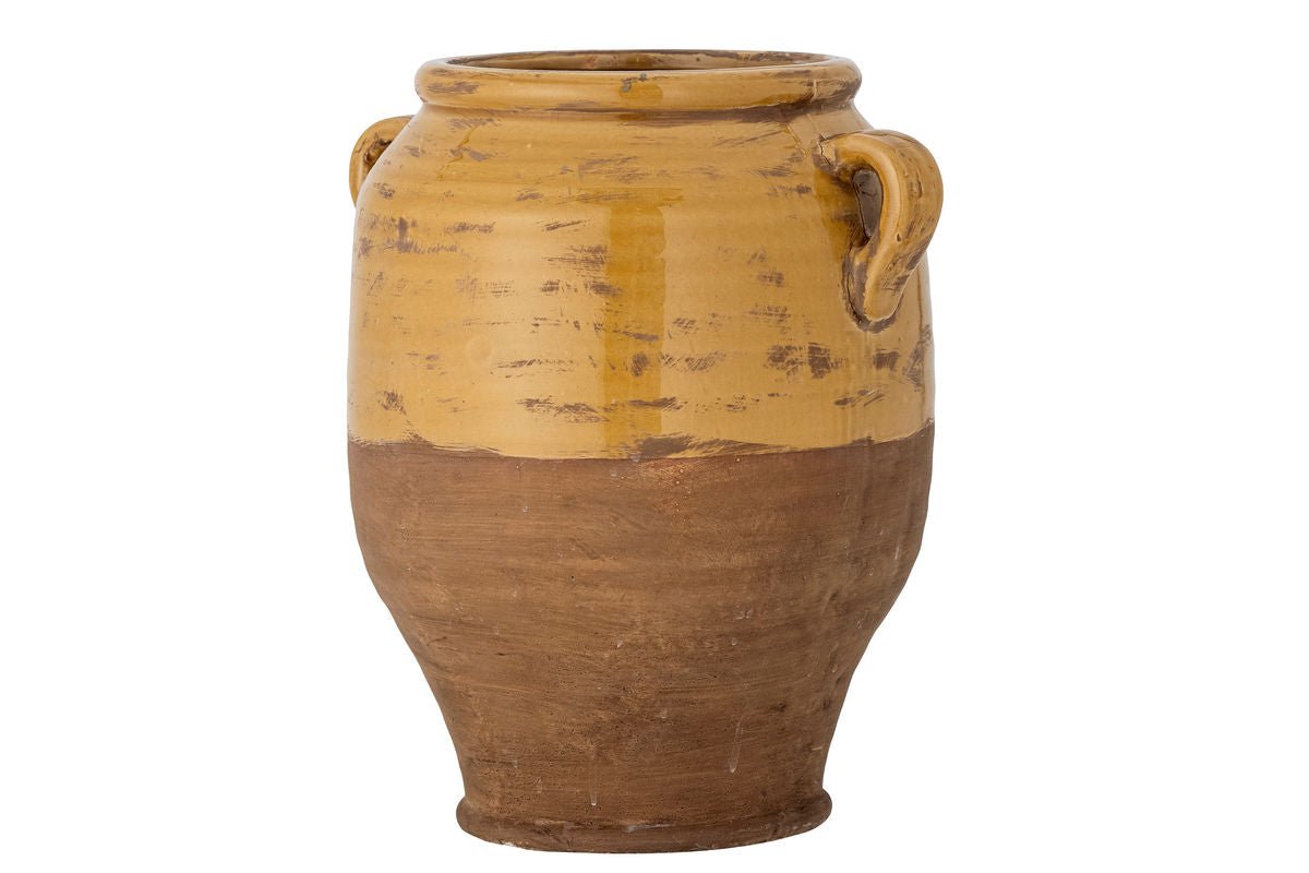 Decorative Flower Pot Solaro – Drip Glaze in Warm Yellow Tone