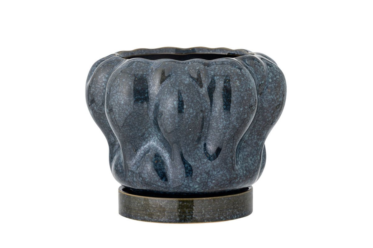 Flower Pot "Aurelia" with Saucer – Stoneware with Glossy Glaze