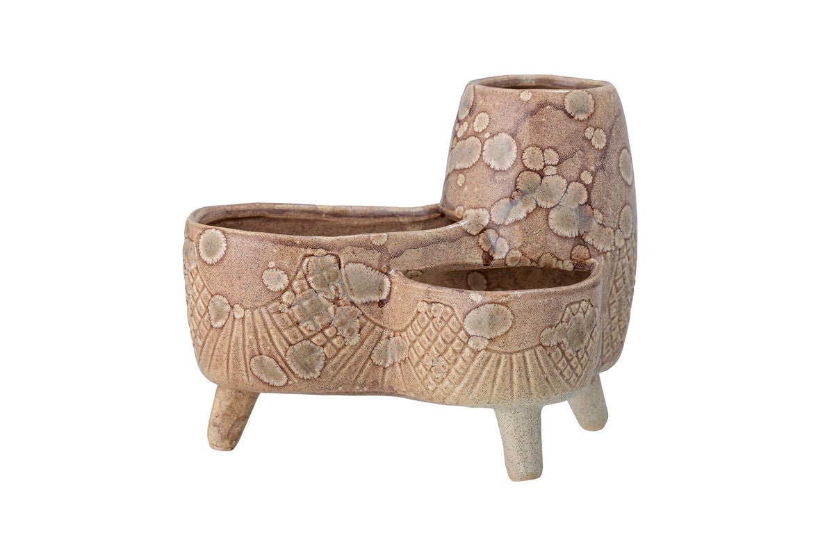 Elsin Flower Pot – Tripod Stoneware Design in Natural Tone