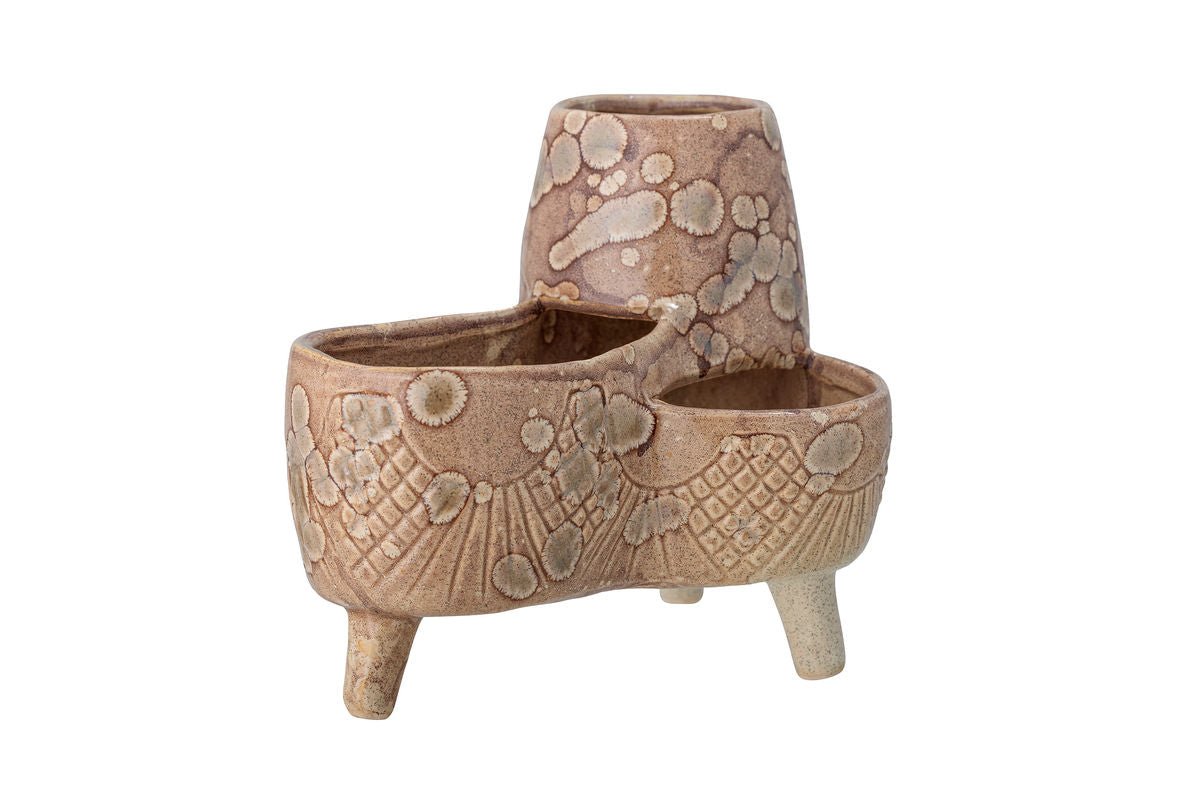 Elsin Flower Pot – Tripod Stoneware Design in Natural Tone