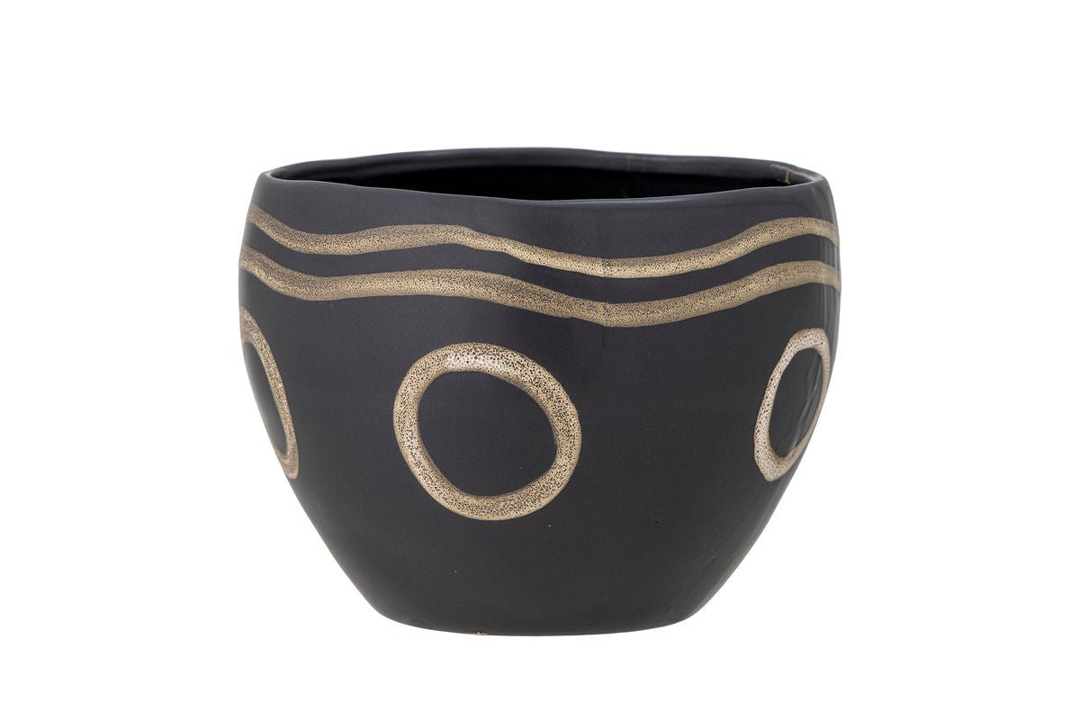Flower Pot Tarek – Ethno Design in Black Stoneware