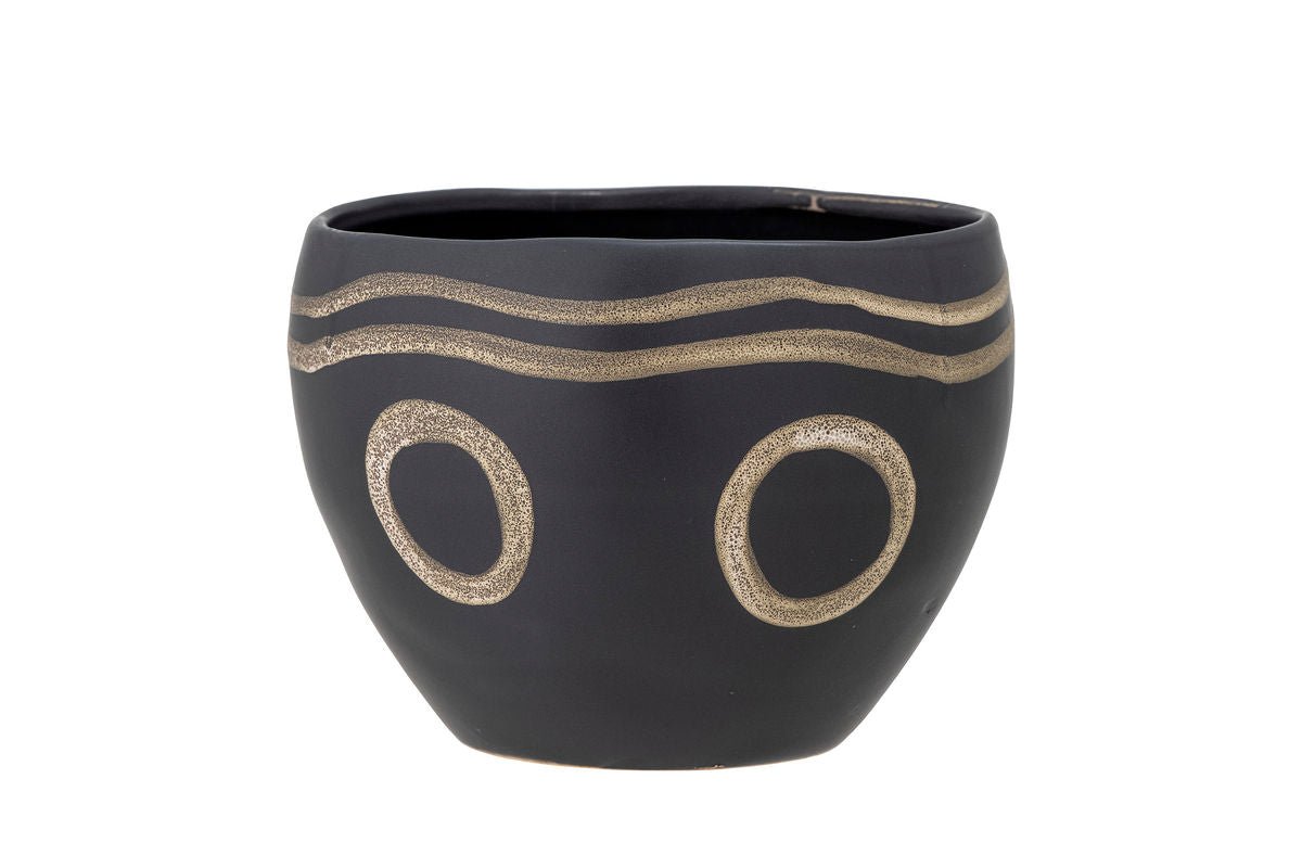 Flower Pot Tarek – Ethno Design in Black Stoneware