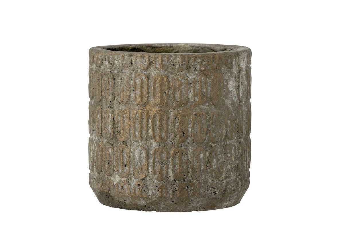 Decorative Flower Pot Arvik – Embossed Cement Design in Gray