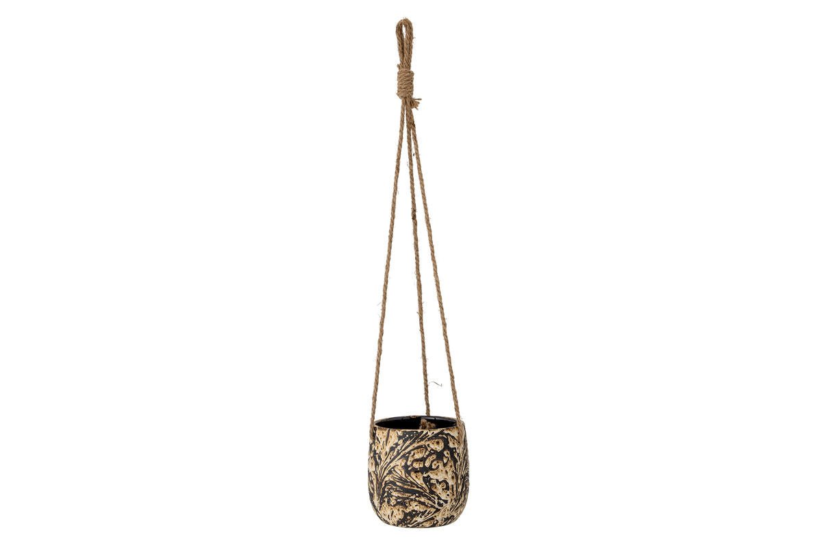 Hanging Flower Pot Senna – Patterned Stoneware in Brown