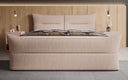 Boxspringbett Elea Leinen-Optik in Beige (Beverly 1) – Milieu frontal