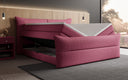 Boxspringbett Elea Leinen-Optik in Bordeaux (Beverly 14) – Stauraum geöffnet