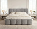 Designer Polsterbett Elva in Bouclé – Grau
