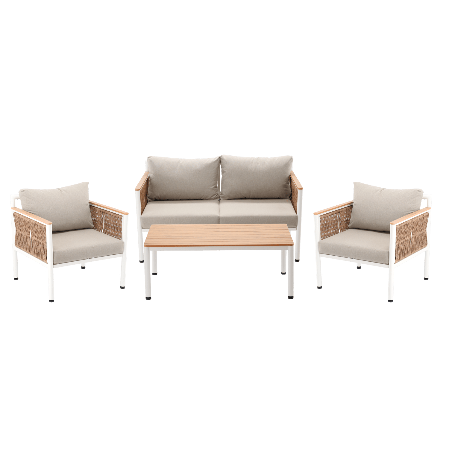 Garden Lounge Set Belora – Aluminum Seating Group with Sofa, 2 Armchairs & Table