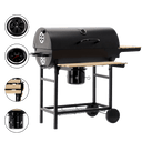 Charcoal Grill BarrelPro – Grill Cart with Lid, Thermometer & Shelves
