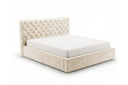 Designer Polsterbett Enzo in Samt mit Stauraum – Beige