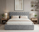 Designer Polsterbett Enzo in Samt mit Stauraum – Grau