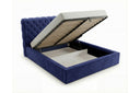 Designer Polsterbett Enzo in Samt mit Stauraum – Blau