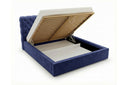 Designer Polsterbett Enzo in Samt mit Stauraum – Blau