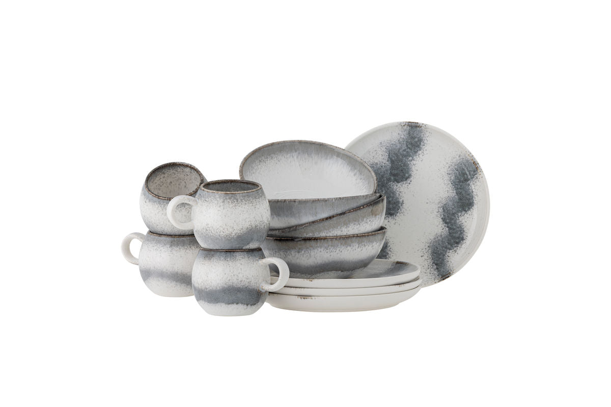 Liora Breakfast Set – Stoneware with Textured Glaze (12-piece)