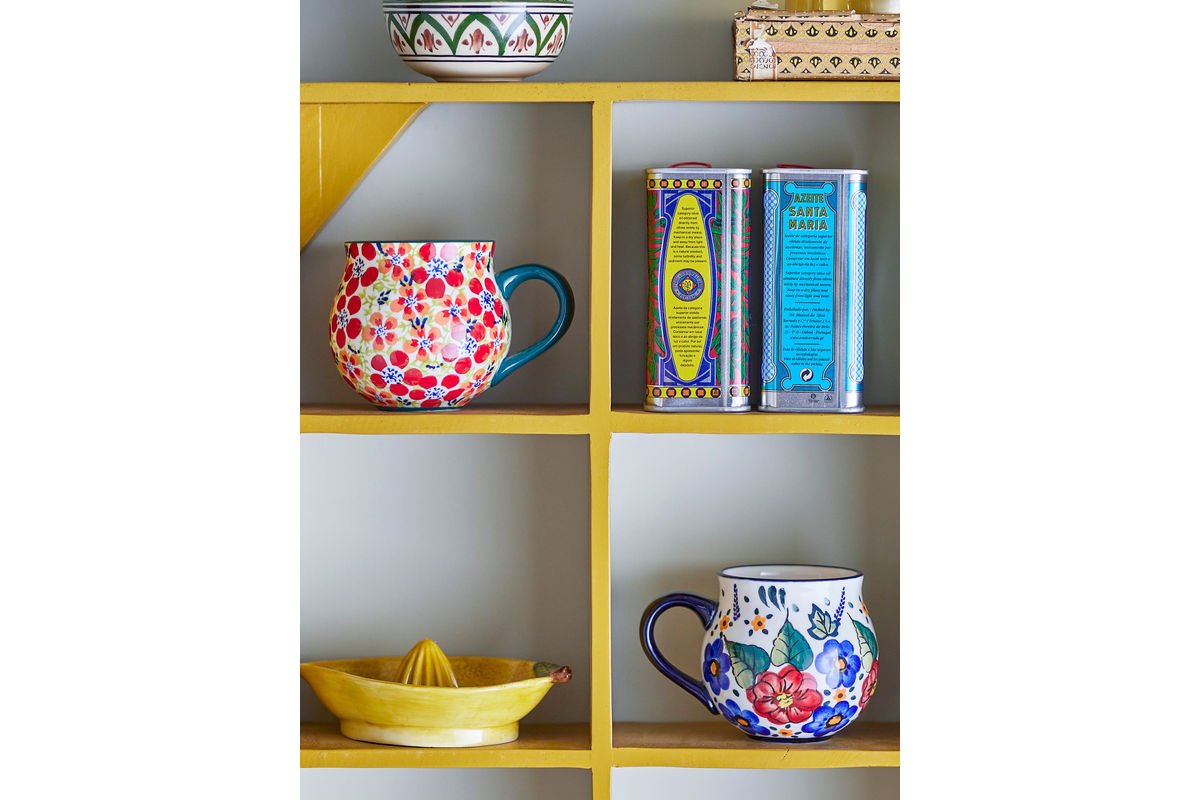 Naro Mug Set – Floral Motif Stoneware (2-piece)