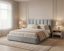 Designer Polsterbett Fano in Samt mit Stauraum – Grau