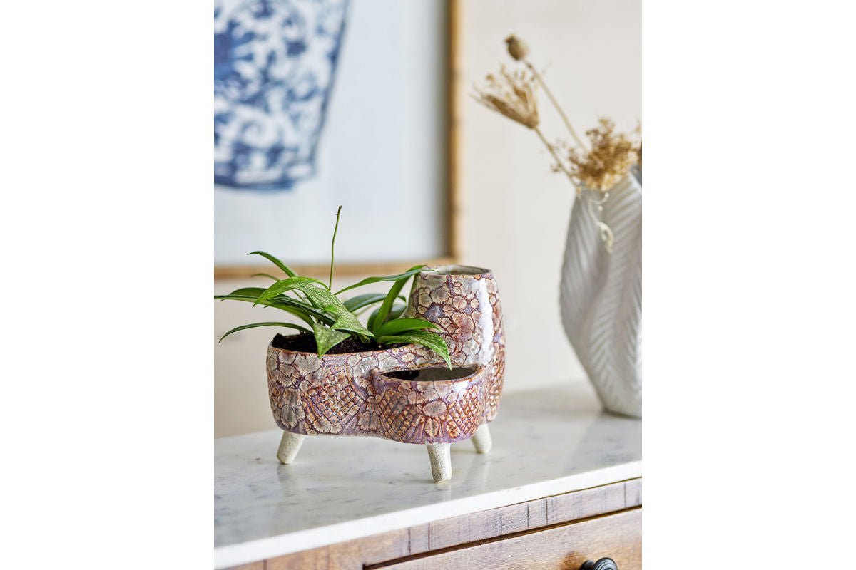 Elsin Flower Pot – Tripod Stoneware Design in Natural Tone
