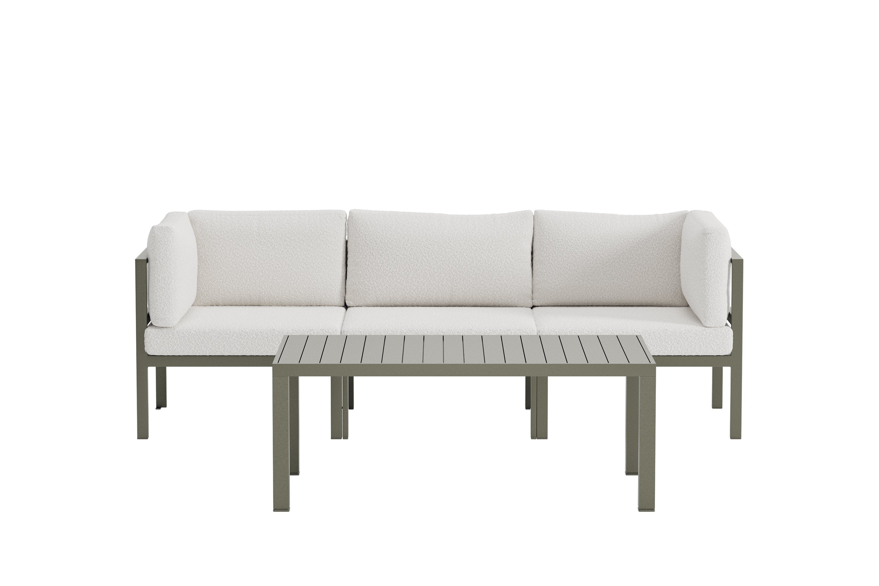 Garden Lounge Set Torena 2+1 – 2-Seater Sofa in White with Table
