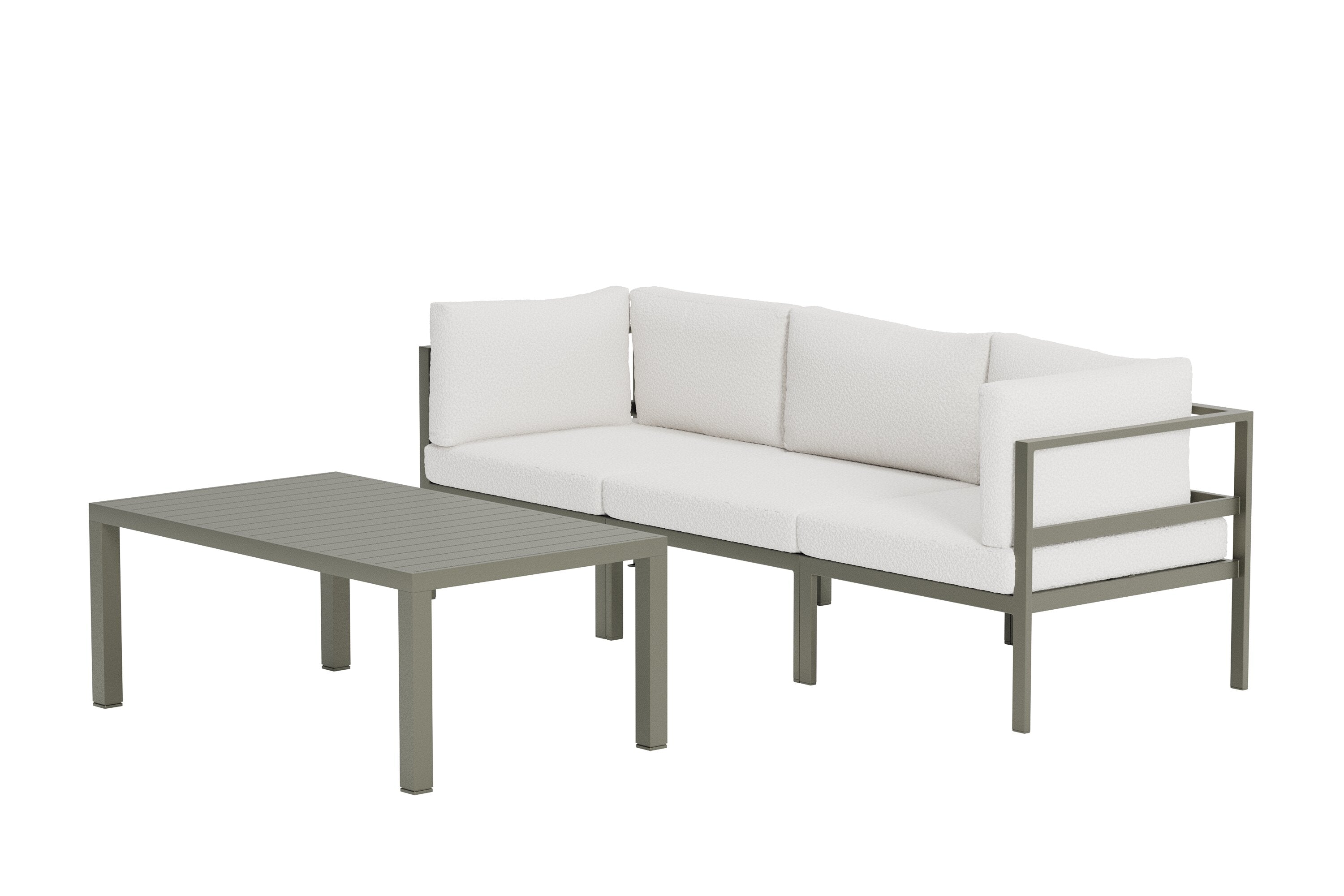Garden Lounge Set Torena 2+1 – 2-Seater Sofa in White with Table