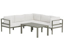 Garten Loungeset Torena 3+2 – Großes Ecksofa  in Weiß mit Tisch