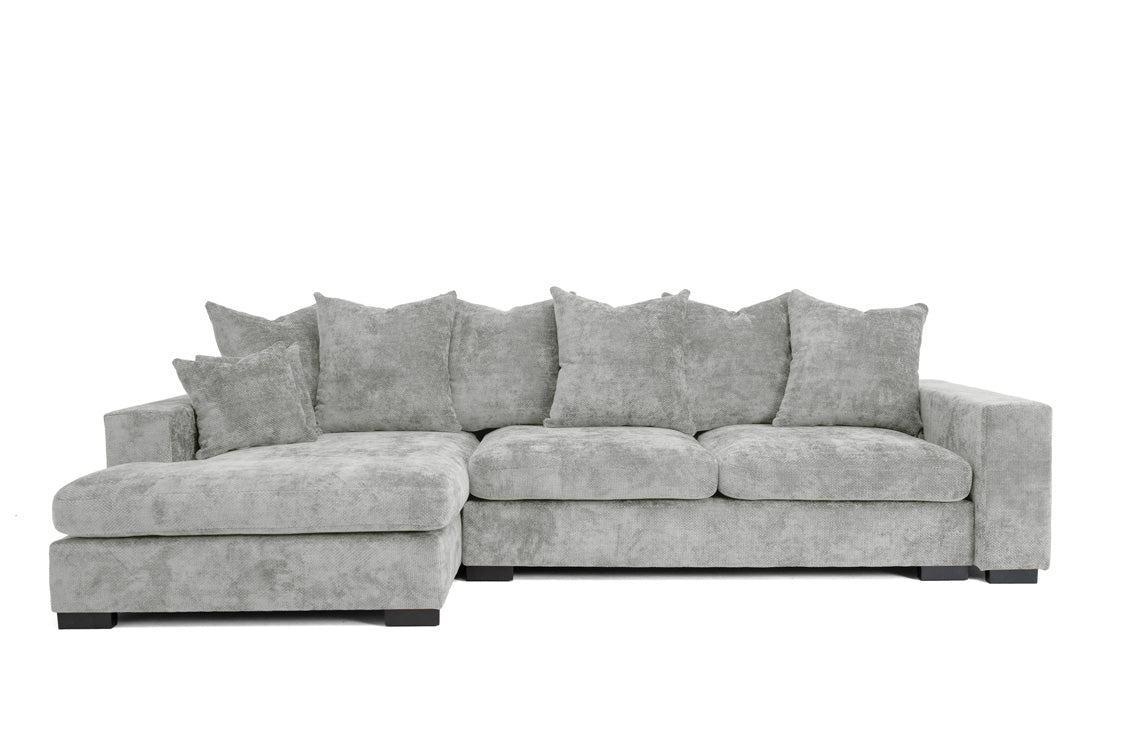Designer sofa Selena L with sleeping function in textured fabric