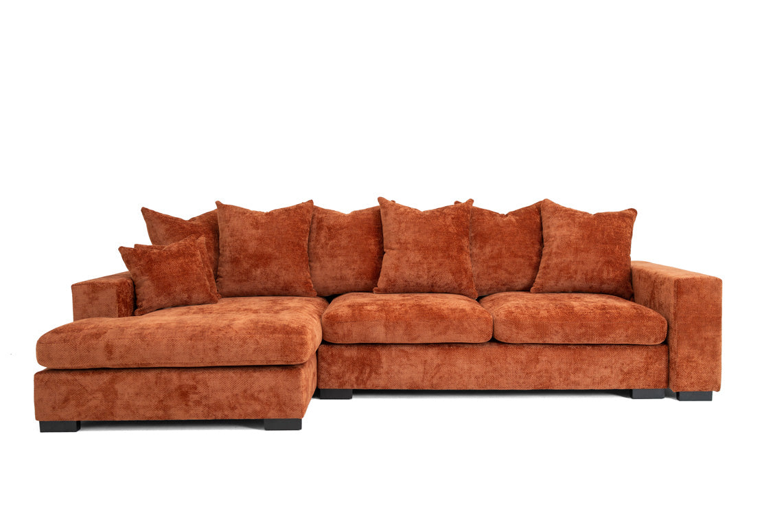 Designer sofa Selena L with sleeping function in textured fabric