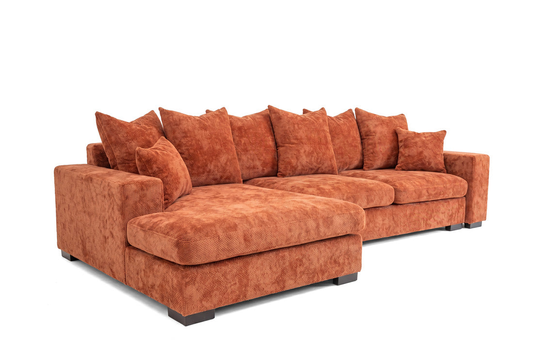 Designer sofa Selena L with sleeping function in textured fabric