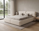Designer Polsterbett Lovis in Strukturstoff mit Stauraum – Beige