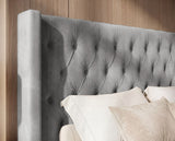 Designer Polsterbett Marlo in Samt – Grau