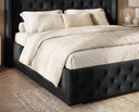 Designer Polsterbett Marlo in Samt – Schwarz