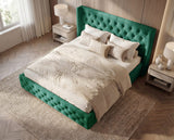 Designer Polsterbett Marlo in Samt – Grün