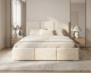 Designer Polsterbett Miro in Samt mit Stauraum – Beige