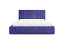 Designer Polsterbett Miro in Samt mit Stauraum – Blau