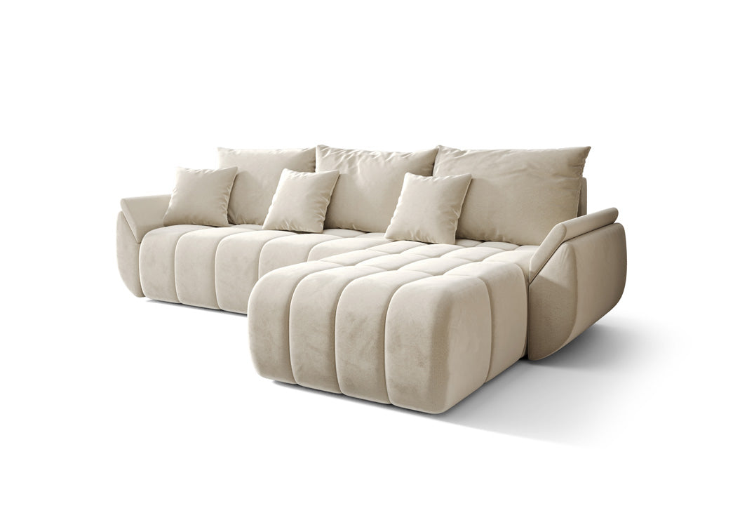Designer sofa Lenoa with sleeping and folding function in velvet
