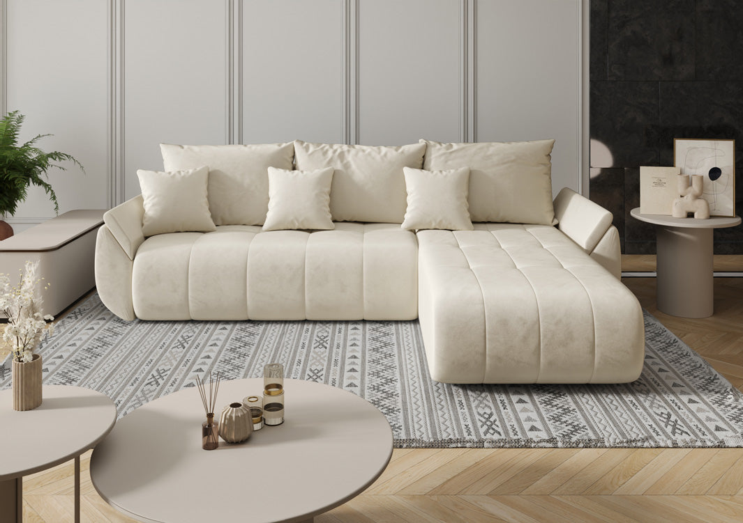 Designer sofa Lenoa with sleeping and folding function in velvet