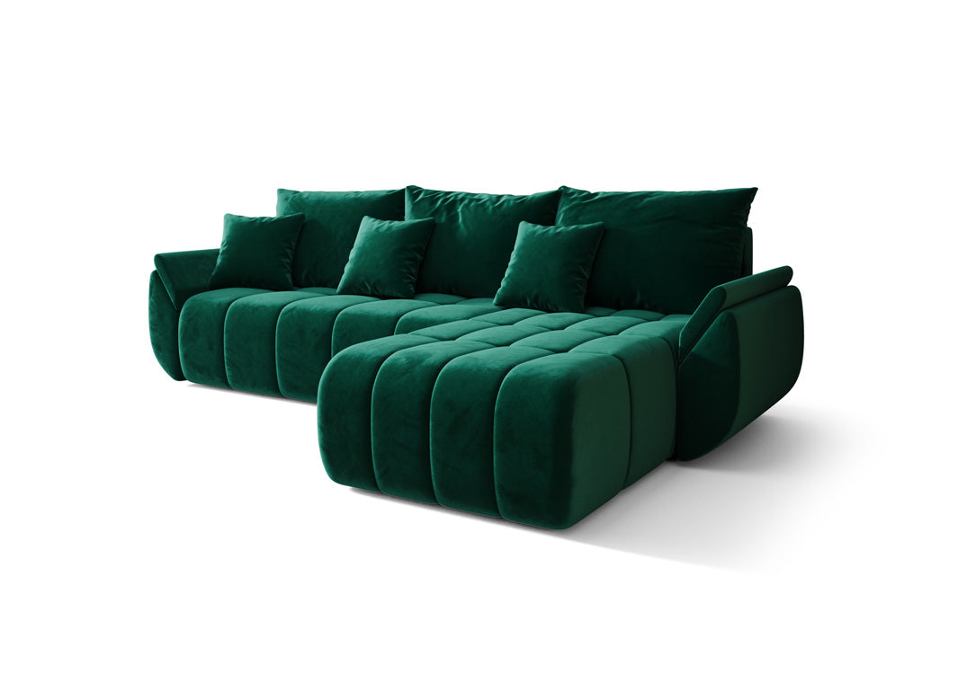 Designer sofa Lenoa with sleeping and folding function in velvet