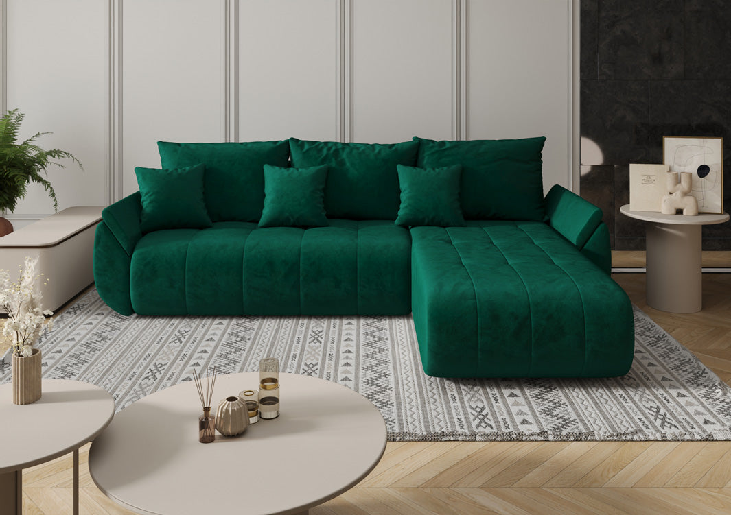 Designer sofa Lenoa with sleeping and folding function in velvet